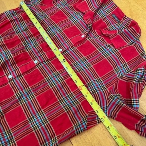 J.McLaughlin Sz M Red Plaid Lois Blouse Long Sleeves Light Fabric Top Shirt - Picture 5 of 7